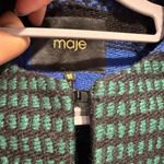 Maje  Women’s Striped Woven Blazer Jacket Blue Green Black Wool Blend Size 36  Photo 4