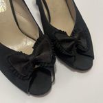 Salvatore Ferragamo RARE VINTAGE  BLACK FABRIC SATIN BOW SLING BACK Size 7 Photo 2