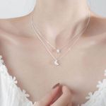 Elegant Silver Moon and Star Necklace Photo 1