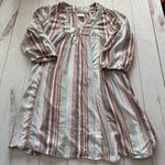 Knox Rose  Womens L Whimsical Boho Tunic Flowy Stripe Shift Dress Linen Blend Photo 11