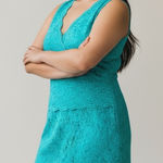 Ralph Lauren Turquoise Lace V Neck Sleeveless Sheath Dress NWT coquette feminine Photo 0