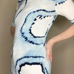 Norma Kamali  Blue Tie Dye Turtleneck Short Sleeve Blouse Photo 6