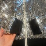 Allegra K NWT  Metallic Bomber Jacket Womens‎ Large Sequins Festival Full Zip NEW Photo 4