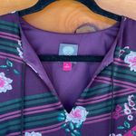 Vince Camuto  Purple Floral Tassel Tie Bell Sleeve Mini Shift Dress Size S 6 Photo 6