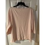 Talbots  Pink Boat Neck 3/4 Sleeve T-Shirt 3X Embroidered Scallop Hem Cotton Photo 5