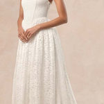 Lulus Shiori White Lace Bustier Basque Waist Strapless Maxi Dress Photo 0