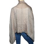 Vivante by VSA Brown Tan Herringbone 27 x 68” Large Wool Blend Fringe Scarf Wrap Photo 3