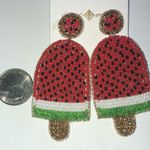 Jane Marie Watermelon Seed Bead Boho Beaded Statement Pierced Earrings Photo 4