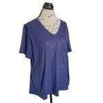 Bcg  Womens Blouse Top Blue Metallic V Neck Tee Size Plus 1X Short Sleeve NWT Photo 1