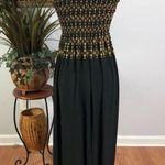 Azules Maxi Dress Women's Medium Black Floral Smocked Strapless Pullover Photo 5