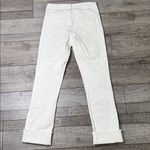 Black Daisy  Kate Straight Leg White Jeans with Blue Floral Pattern Photo 2