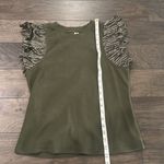 Anthropologie NWT  Lurex Ruffle Sleeve Olive Ribbed Knit Top Sz L Photo 7