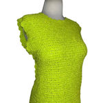 Ganni Velvet Crochet Open Back Mini Dress in Lime Punch Small New Womens Velour Photo 5