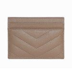 Saint Laurent  YSL Monogram Logo Quilted Grained Leather Card Holder Taupe Gold Photo 1