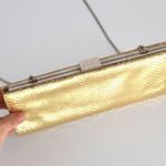 Adrienne Vittadini Snakeskin Gold Leather Clutch Chain Frame Shoulder Bag Photo 1