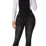 Boutique Black wash distressed jean overalls Photo 2