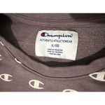 Champion  C Logo Crew Neck Sweatshirt Size XLarge Pullover Gray & White Cropped Photo 5