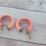 Vintage Clip On Earrings Retro Hoops Peach Like Tone Photo 7