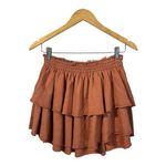 Aerie  Terracotta‎ Tiered Ruffle Mini Skirt Elastic Waist Boho Size Medium Photo 3