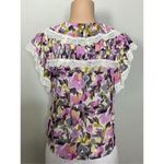 French Connection New.  orchid floral lace ruffle top. Small. Retails $128 Photo 7