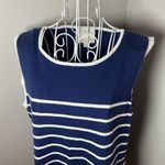 Sail To Sable  Cotton Knit Tank Dress Blue Stripe Size XL Nautical Coastal Chic Photo 1