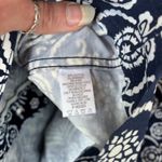 Liz Claiborne  10 Jacket Navy White Floral Silver Button Artsy Boho Statement Photo 5