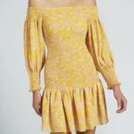 SEED Heritage Women's Yellow Floral Smocked Off The Shoulder Dress Sz 12 Orange Photo 0