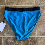 DKNY Women's High-Waist Logo Bikini Bottoms Blue & Black Size Small Photo 5