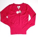 SO Women's V-Neck Knit Pink Sweater Size Large Photo 0