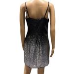Iris Black Silver Sequin Spaghetti Strap Fully Lined Zip Back Mini Dress Large Photo 6