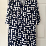 Tuckernuck Persifor Navy Blue White Diamond Geo Winpenny Shirt Dress Large Photo 0