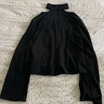 Blush Black Suede Long Sleeve High Neck Crop Top Photo 3