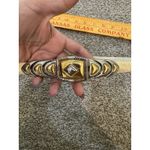 Dame Genuine Snakeskin Women's Yellow Belt Deco Gold Silver Hook Buckle Brown Photo 1