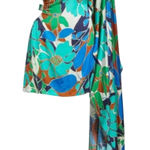 Cult Gaia  Malia Floral One Shoulder Mini Dress Botanical Aqua Size XS Photo 0