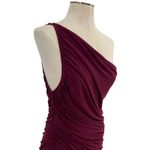 Norma Kamali  Diana Gown One Shoulder Bodysuit Ruched Plus Maroon Size Small Photo 4
