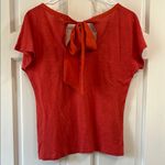 Anthropologie  C. Keer Orange Silk Bow & Cotton Body Blouse T-Shirt - Size Small Photo 5