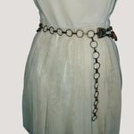 Geometric Shape Charm Belt Vintage Brass Wood Versatile Adjustable Chain Closure Size 36 Photo 5