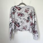 Iris Los Angeles California Floral Sweatshirt Crop Raw Hem 100% Cotton ~ Size XL Photo 1