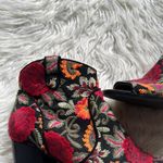 Crown Vintage Frankie Embroidered Floral Peep Toe Ankle Boots Black Size 6.5 Photo 1