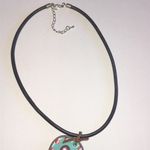 Wooden Boho Floral Chunky Rhinestone Heart Pendant Necklace Pink Photo 2