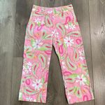 Lilly Pulitzer Vintage Cheeri-O Pants Pink Paisley Floral Butterfly Crop Capri 0 Photo 0
