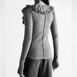 Free People  Bennett Ruffle Top black long sleeve thermal XS Photo 1