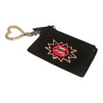 Victoria's Secret Victoria’s Secret Black Comic Lips Heart Clasp Cardholder Wallet Photo 1