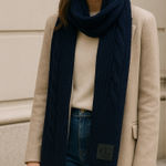 Karl Lagerfeld  Paris Wool Knit Scarf – Navy | Quiet Luxury Winter Essential Photo 0