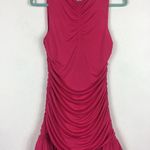 Tularosa Hot Pink Ruched Stretch Ruffle Hem Barbiecore Mini Dress Small Photo 4