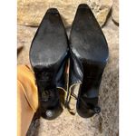 Max Mara Navy w/Bone Patent Leather Trim Low Kitten Heel Slingback Pumps 37.5/7 Photo 6