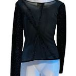 Cache  Y2K holiday black Sparkle sheer back sweater Photo 3