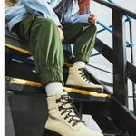 Dr. Martens COMBS SUEDE UTILITY BOOTS ivory women’s size 8 Photo 0