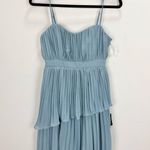 Lulus Jehona Dusty Blue Pleated Tiered Maxi Dress Long Formal A Line Small NWT Photo 5