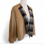 Babaton Aritzia  cashmere virgin wool camel and plaid cape shawl winter coat M/L Photo 3